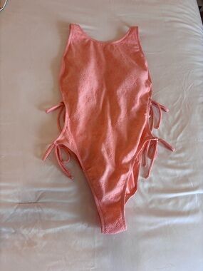 Altar'd State Coral Pink One-Piece Swimsuit with Side Ties